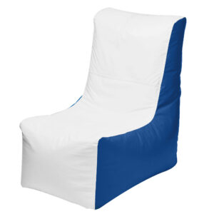 as a boat owner, i recommend this modern marine bean bag chair—white seat, blue sides, high backrest—perfect for on-deck lounging. marine bean bag
