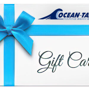 As a boat owner, I see a white gift card with blue ribbon, Ocean-Tamer Marine Bean Bags logos, and "Gift Card" for marine seating. marine bean bag